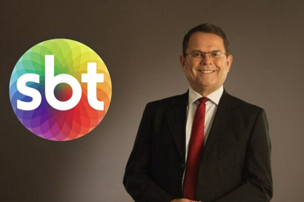 Logo do SBT ao lado de Sidney Rezende