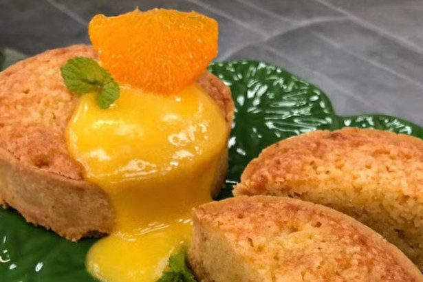 Torta frangipane com creme de tangerina em trecho de receita no Mais Você
