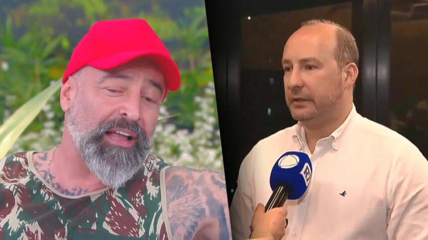 Cristiano Pereira em A Praça é Nossa divide tela com o advogado de defesa da vítima concedendo entrevista ao Cidade Alerta em frente ao microfone da RECORD