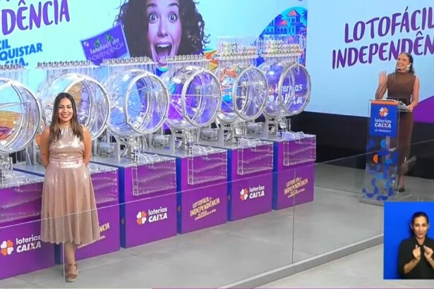 Globos do sorteio da Lotofácil 3480 personalizados com as artes da Lotofácil da Independência