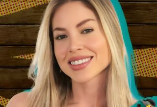 Saory Cardoso sorridente em arte de A Fazenda 17