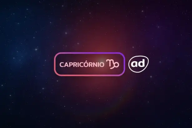 Arte com o logo do signo de Capricórnio para o Horóscopo do dia