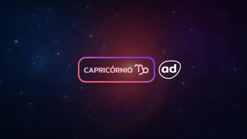 Arte com o logo do signo de Capricórnio para o Horóscopo do dia