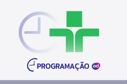 Logo da TV Cultura ao lado de um ícone de relógio, com o título "Programação" em cinza na parte inferior.