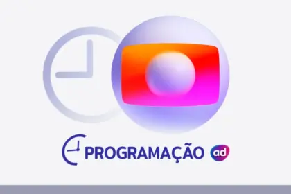 O logo da TV Globo ao lado de um ícone de relógio, com o título "Programação" em cinza na parte inferior.