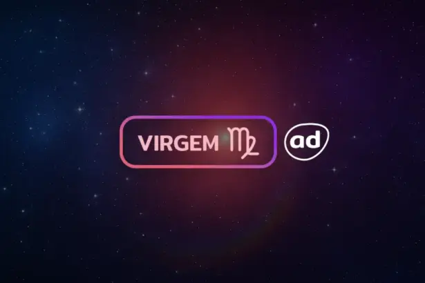 Arte com o logo do signo de Virgem para o Horóscopo do dia
