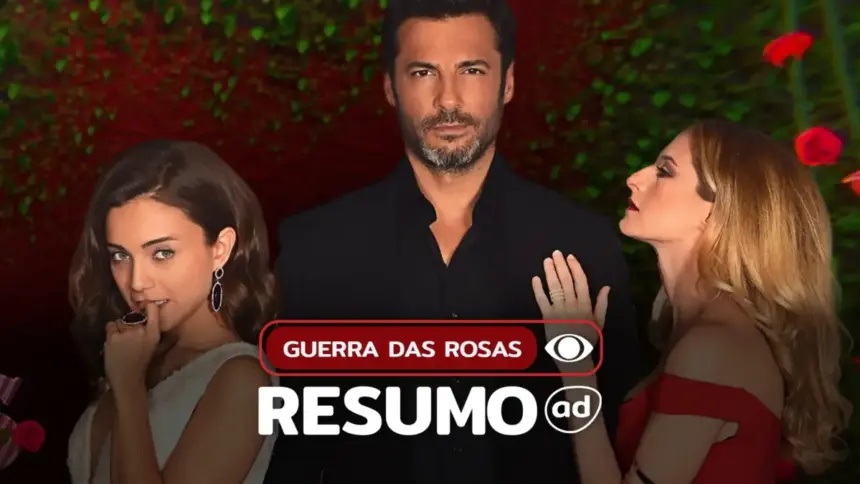 Três protagonistas lado a lado na arte do resumo de Guerra das Rosas