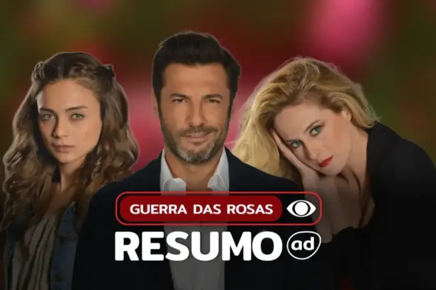 Três protagonistas lado a lado na arte do resumo de Guerra das Rosas
